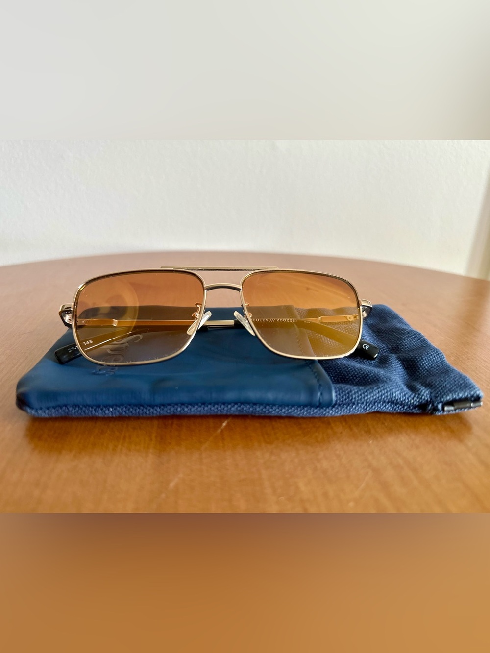 Le Specs Hercules Aviator Sun Glasses in Gold and Light Brown